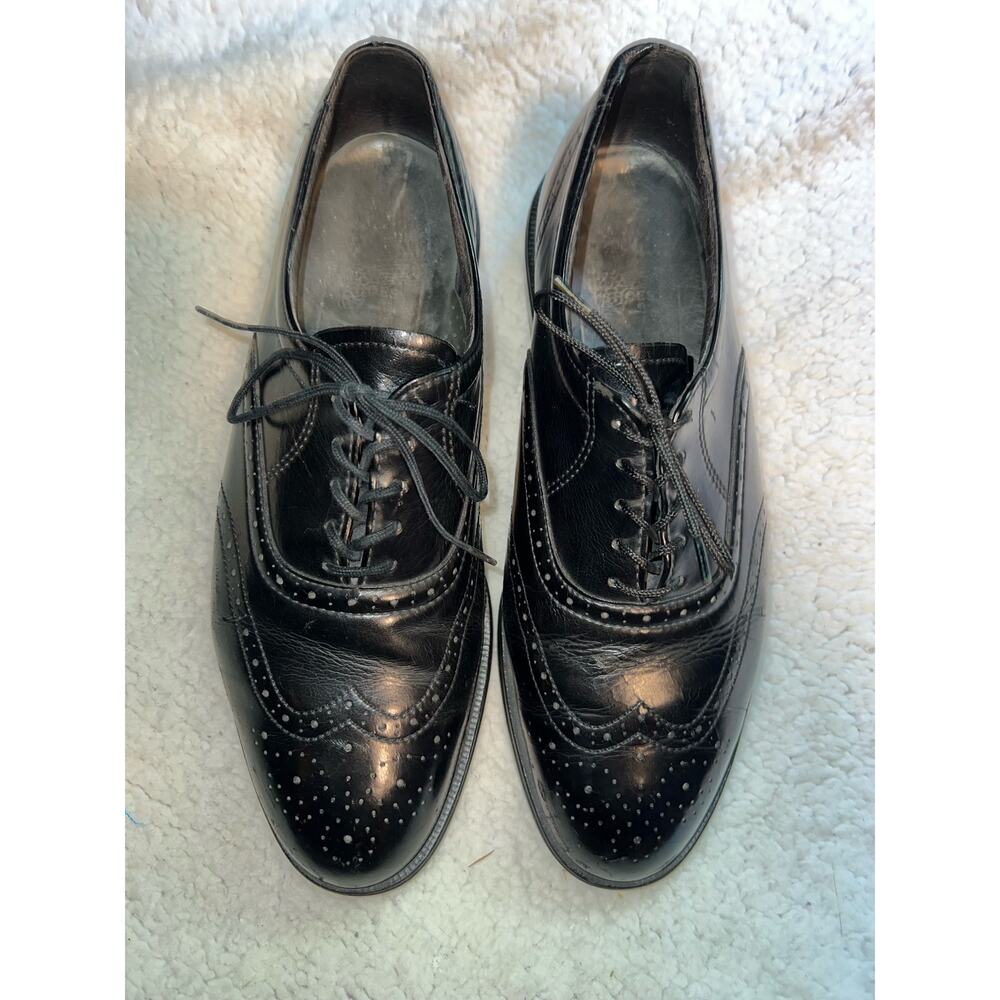 Vintage Red Wing Black Leather Wingtip Brogues Shoe -  Size 8.5